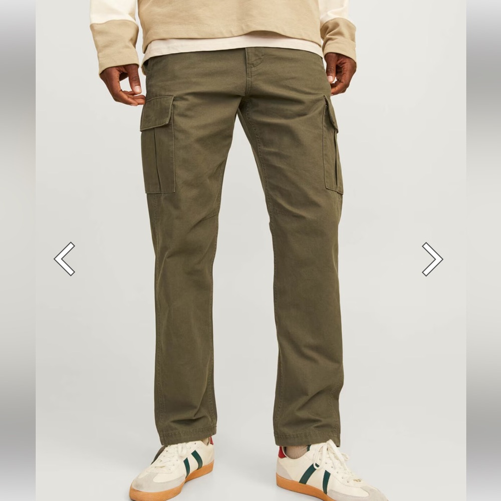 Jack & Jones Kane Barkley Cargo Pant Olive Night Utility Loose Fit NWT-31x30